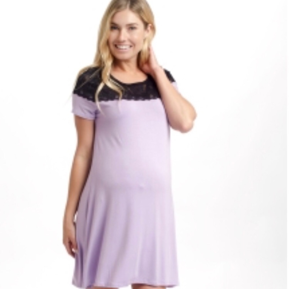PinkBlush Maternity Lavender Lace Top Dress NWT!